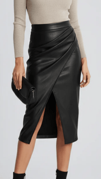 VALERIA - Pleated Midi Skirt with Front Split
