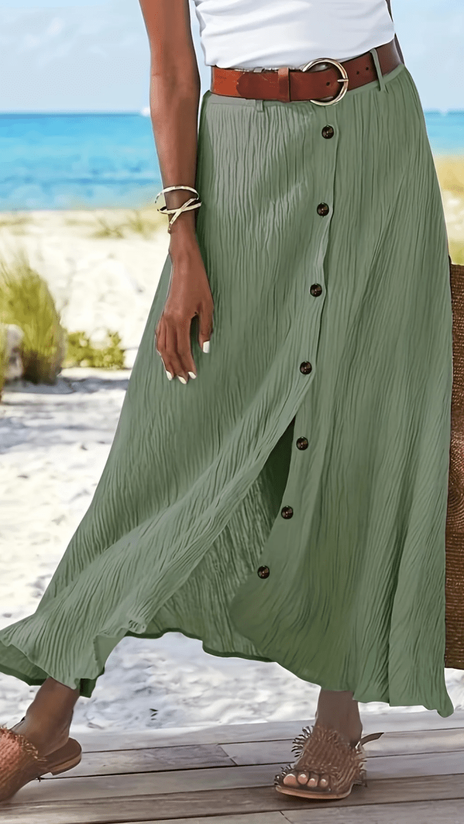 SERAPHINE - Button Front Flow Midi Skirt