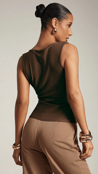 VALÉNZA - Gold Accent Draped Top