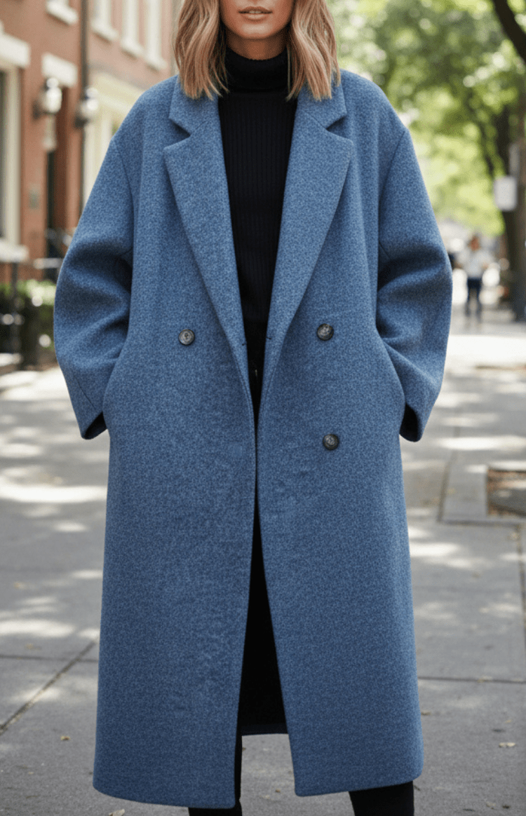 SNOWÉRA – Women’s Oversized Spring Coat, Classic Double-Breasted Look