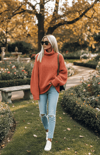 WARMÉE – Cozy Oversized Chunky Knit Turtleneck Sweater for Relaxed Spring Style