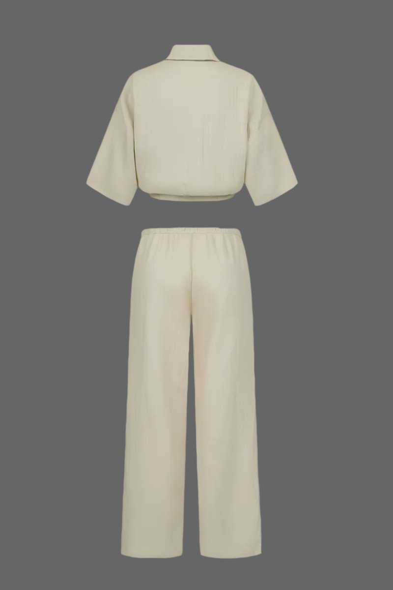 SELENA – Luxe Linen Short-Sleeve & Drawstring Pants