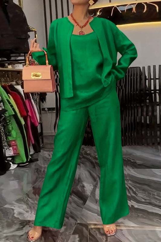 DELANCEY – Women’s Minimal Linen Solid Color Ensemble Set