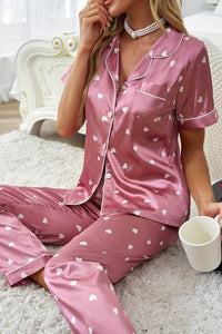 Whitney – Glossy Heart Print Lounge Set