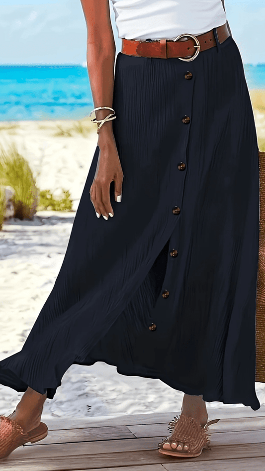 SERAPHINE - Button Front Flow Midi Skirt