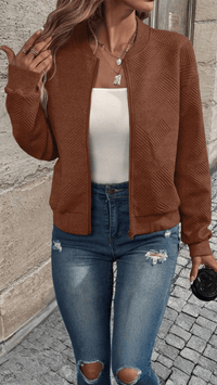 LUMIÈRA - Textured Zip Cardigan