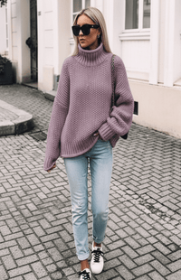 WARMÉE – Cozy Oversized Chunky Knit Turtleneck Sweater for Relaxed Spring Style