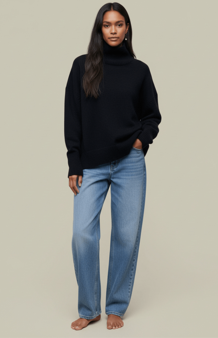 TUFTINA – Soft Oversized Turtleneck Knit Sweater for Effortless Spring Style
