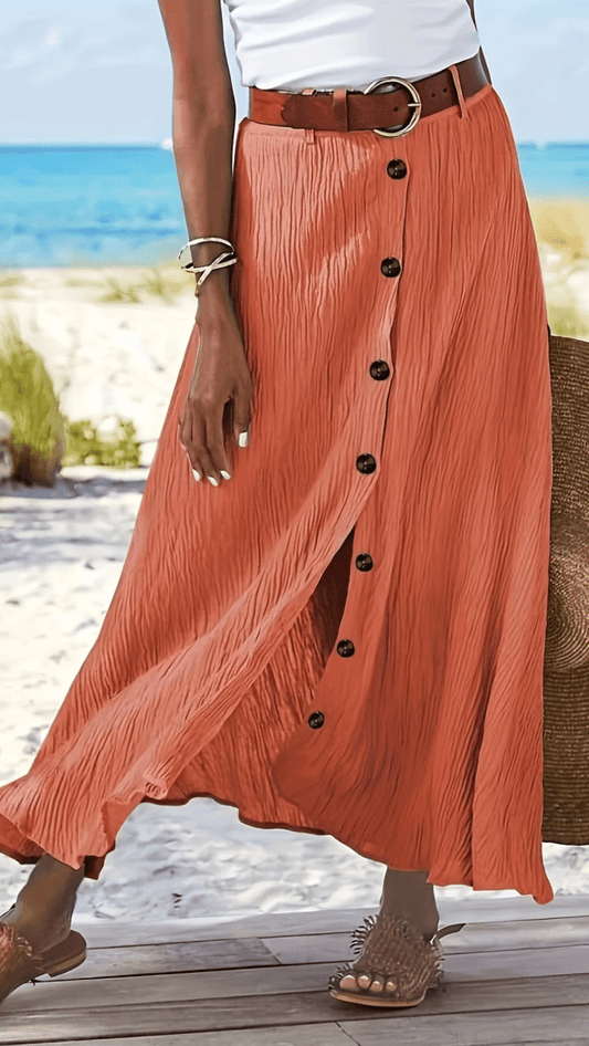 SERAPHINE - Button Front Flow Midi Skirt