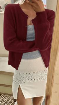 ELARA - Classic Ribbed Button Cardigan