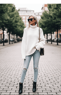 WARMÉE – Cozy Oversized Chunky Knit Turtleneck Sweater for Relaxed Spring Style