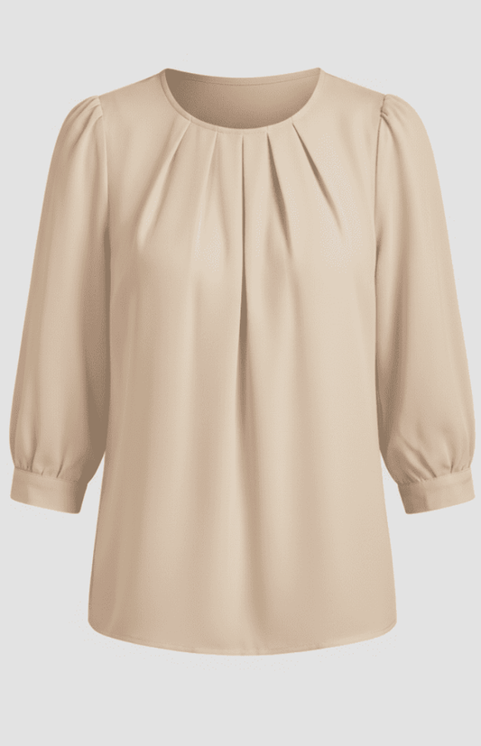 LUMASILK – Elegant Satin Blouse Pleated Design Chic Versatile Fit