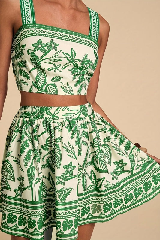 Leilani – Tropical Cami & Color Match Skirt