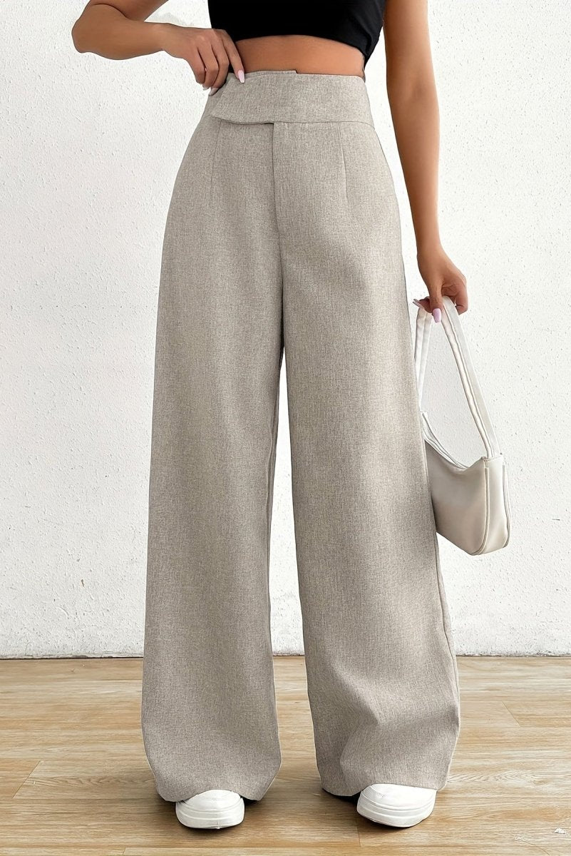 KAZMIRA – Elegant Asymmetrical Waist Wide-Leg Pants