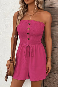 Morgan – Flattering Strapless Romper with Button Front