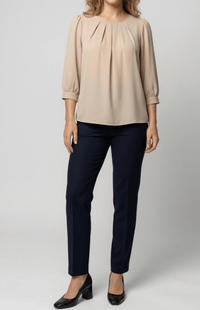 LUMASILK – Elegant Satin Blouse Pleated Design Chic Versatile Fit