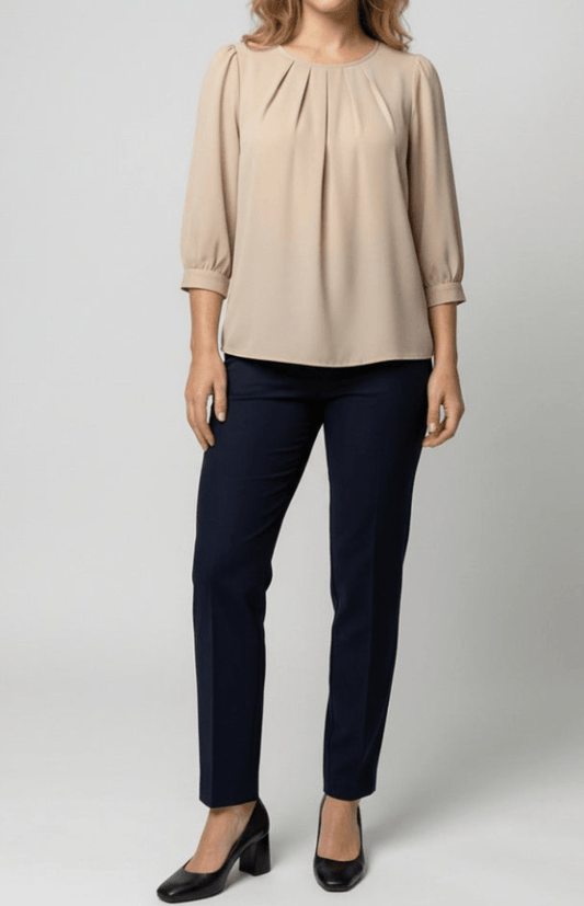 LUMASILK – Elegant Satin Blouse Pleated Design Chic Versatile Fit