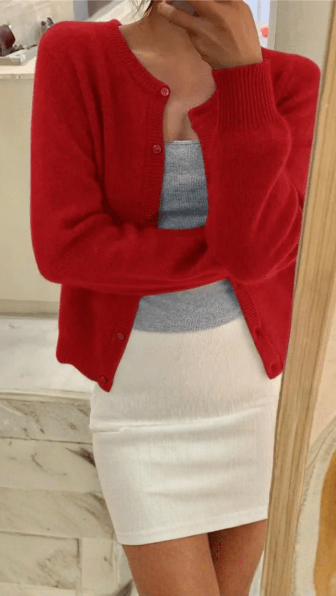 ELARA - Classic Ribbed Button Cardigan