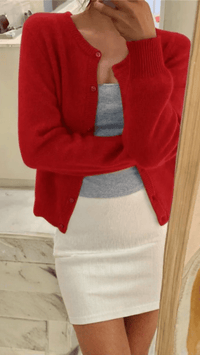 ELARA - Classic Ribbed Button Cardigan