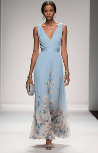 ELORIA – Elegant Floral Chiffon Maxi Dress for Women, Soft Flowing Fit