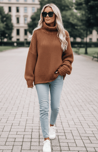 WARMÉE – Cozy Oversized Chunky Knit Turtleneck Sweater for Relaxed Spring Style