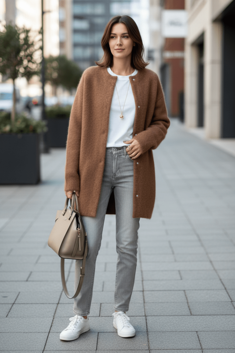 VALÉN – Women’s Soft Tailored Knit Cardigan with Open Front