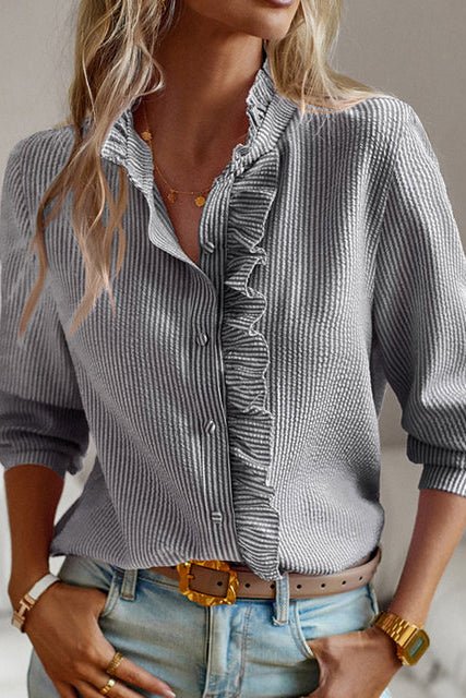 Ariana Women's Ruffle Blouse - Soft Button Front Top for Work & Casual Wear 4