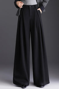 Atelier - Fluid Wide Leg Pants with Deep Front Pleats, Lightweight Wool-Like Texture 4