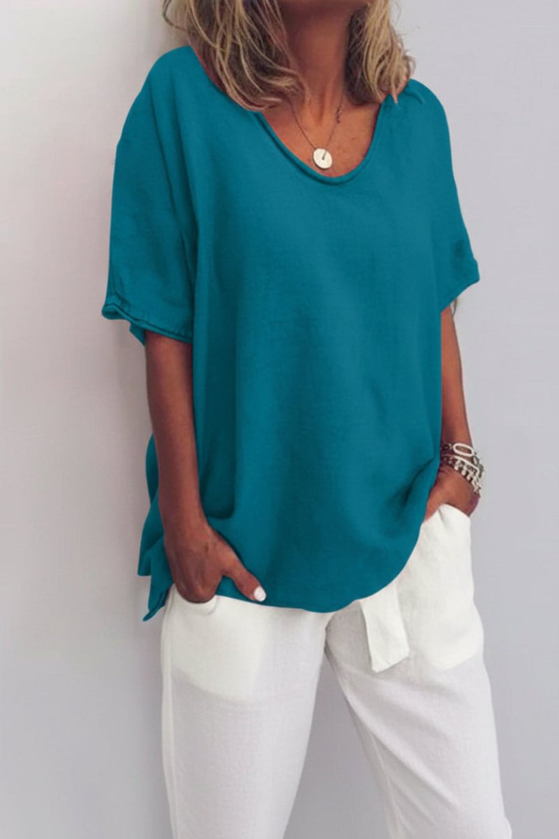 Beatrice - Women's Relaxed V-Neck Blouse in Lightweight Fabric for Summer Comfort 4