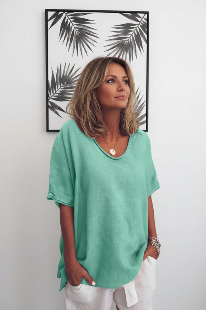 Beatrice - Women's Relaxed V-Neck Blouse in Lightweight Fabric for Summer Comfort 5