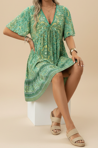 Boho Paisley Mini Dress - Women's Summer Dress for Effortless Style 0