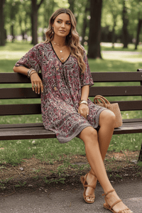 BOHÉRA – Women’s Boho Paisley Mini Dress