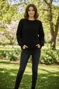 NORDLYN – Casual Women’s Textured Knit Crewneck Sweater