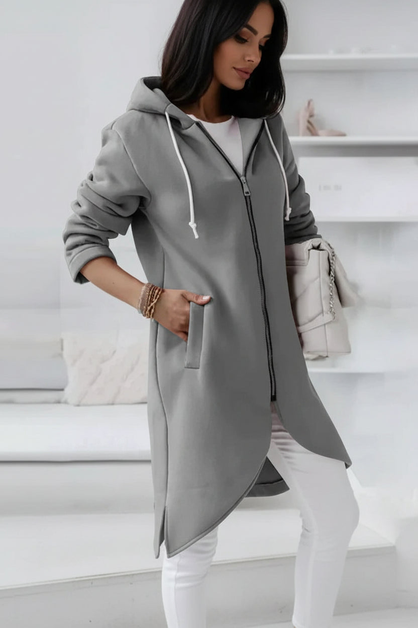 EASEZIP – Long Zip Hoodie for Women with Relaxed Casual Comfort
