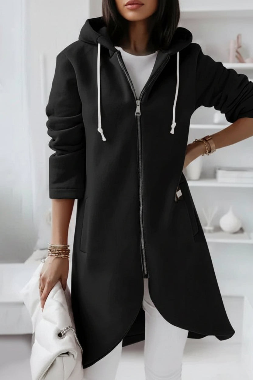 EASEZIP – Long Zip Hoodie for Women with Relaxed Casual Comfort