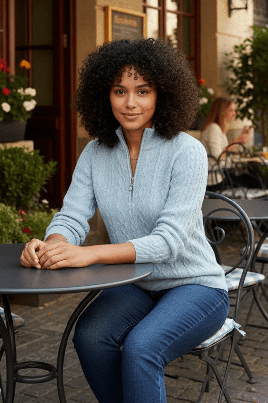 WEAVEN – Textured Half Zip Sweater for Women with Relaxed Fit