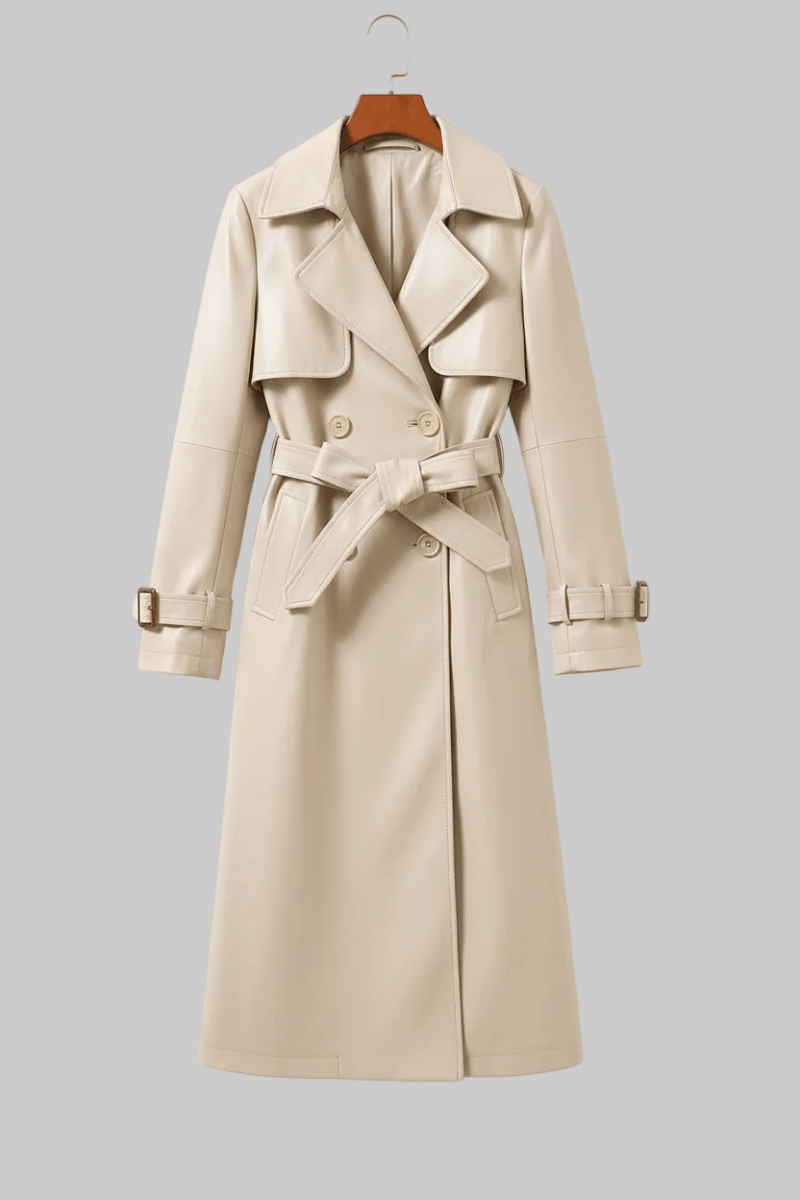 Chelsea - Women's Genuine Sheepskin Leather Trench Coat with Soft Lining 4