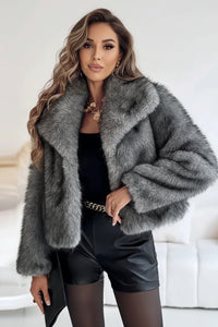 GLAMFUR – Chic Cropped Faux Fur Coat for Women
