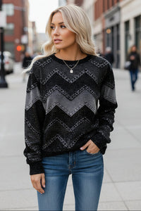 Chic Print Pullover Sweatshirt - Cozy Warmth for Stylish Fall & Winter Outfits 0