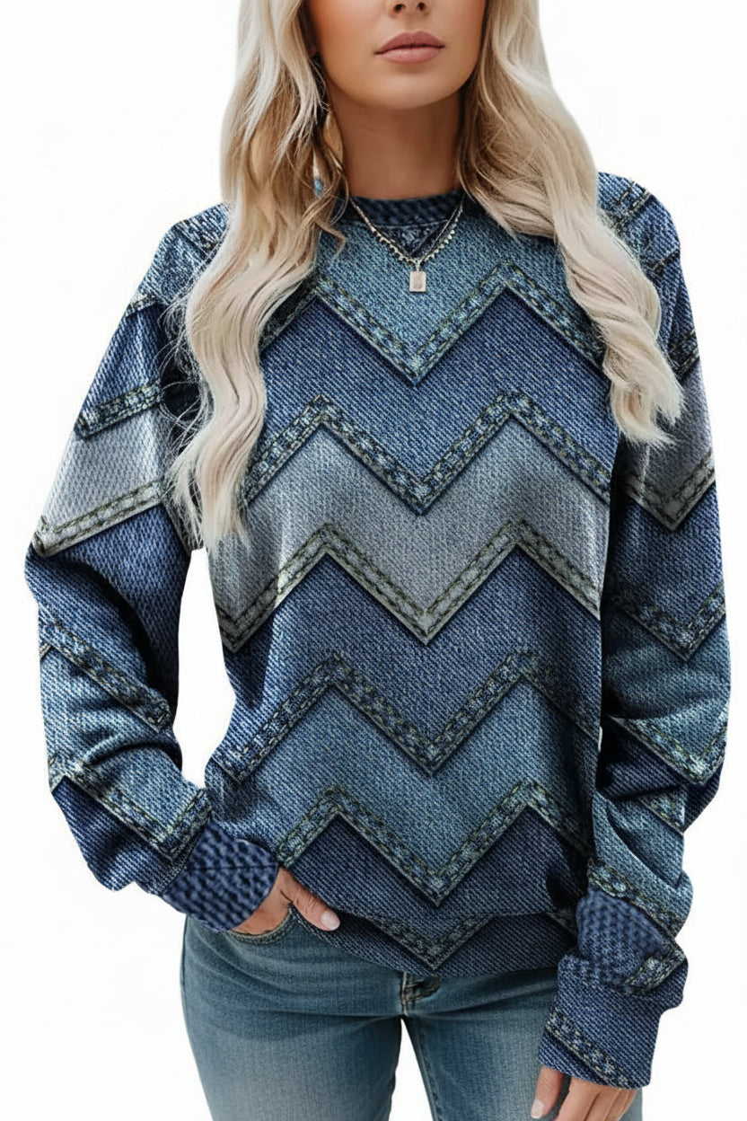 Chic Print Pullover Sweatshirt - Cozy Warmth for Stylish Fall & Winter Outfits 1