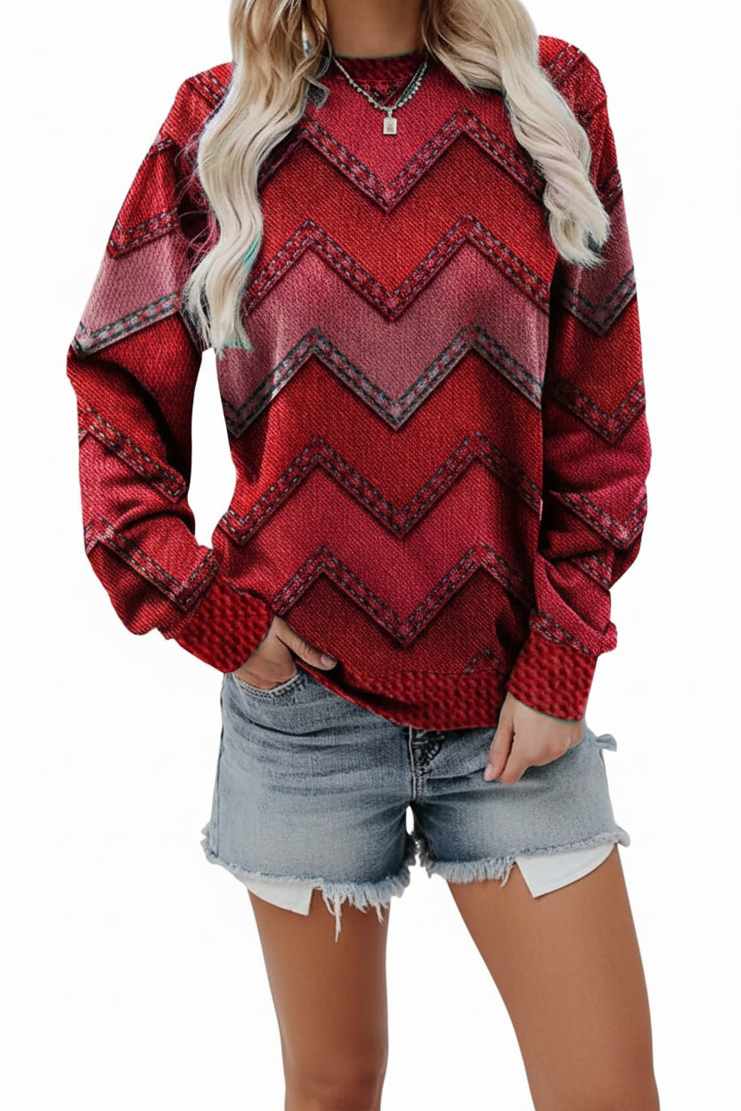 Chic Print Pullover Sweatshirt - Cozy Warmth for Stylish Fall & Winter Outfits 3