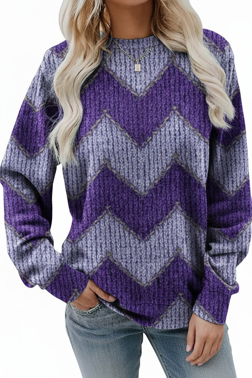 Chic Print Pullover Sweatshirt - Cozy Warmth for Stylish Fall & Winter Outfits 4