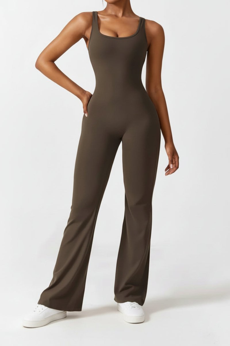 Chic Sleeveless Jumpsuit with Cut-Out Back & Flared Legs for Effortless Style 0