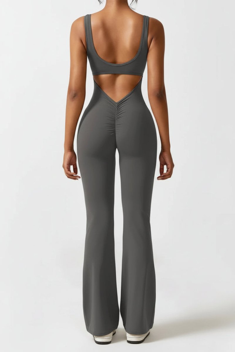 Chic Sleeveless Jumpsuit with Cut-Out Back & Flared Legs for Effortless Style 2