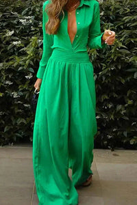 Chic Vintage Women's Jumpsuit with Elastic Waist for Effortless Style 0