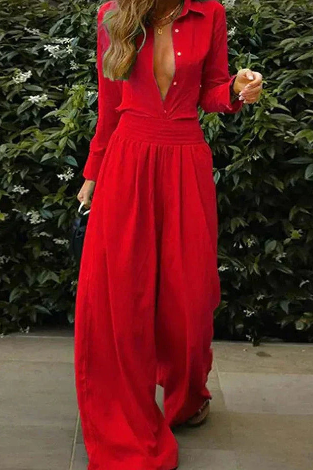 Chic Vintage Women's Jumpsuit with Elastic Waist for Effortless Style 1