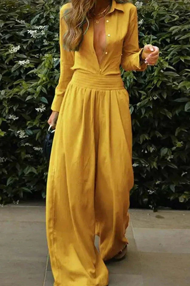 Chic Vintage Women's Jumpsuit with Elastic Waist for Effortless Style 2