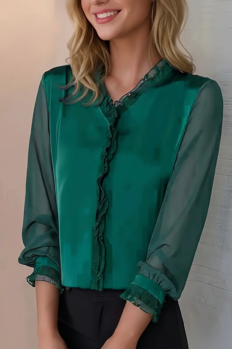 Chic Women's Long Sleeve Top - Soft, Breathable Fabric with Classic Crew Neckline 3