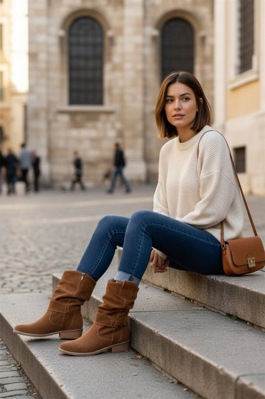 MÉLIA – Chic Women’s Short Brown Boots with Timeless Style