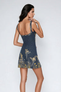 Chic Women's Summer Dress - Sleeveless Mini Dress with Side Slit & Glitter Finish 2
